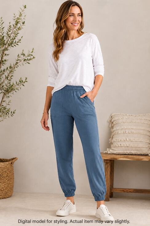 Soft Surroundings Pants - Soft Surroundings Relaxed Ankle Jogger Pants Blue Womens Small Pull On Live Soft